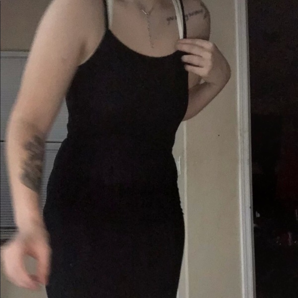 Black shein rib-knit dress